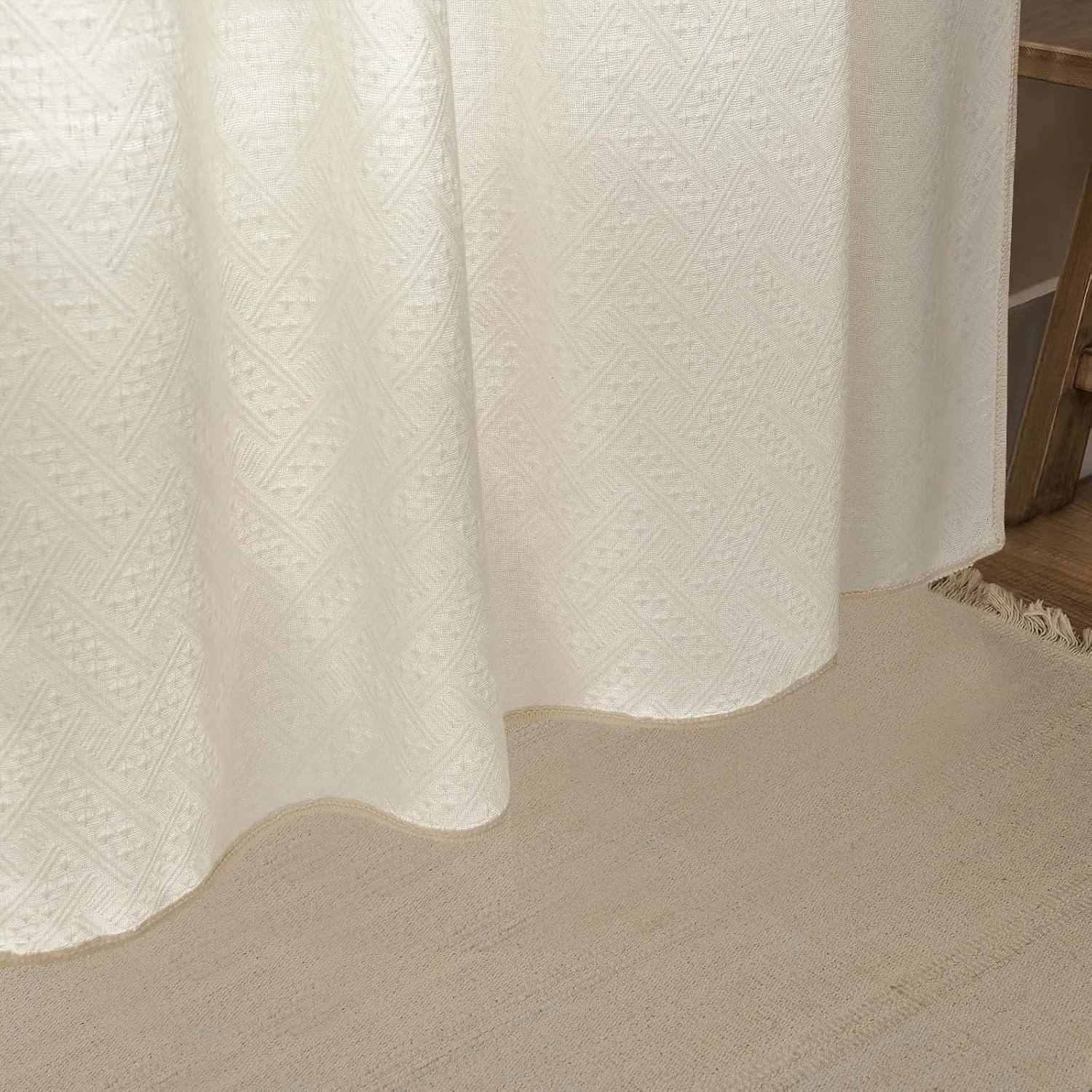 Joydeco Beige Boho Curtains 84 Inch Length 2 Panels, Super Soft Bohemian Farmhouse Curtains, Semi Sheer Light Filtering Drapes for Bedroom Living Room (Rod Pocket with No Tassels, 52Wx84L)