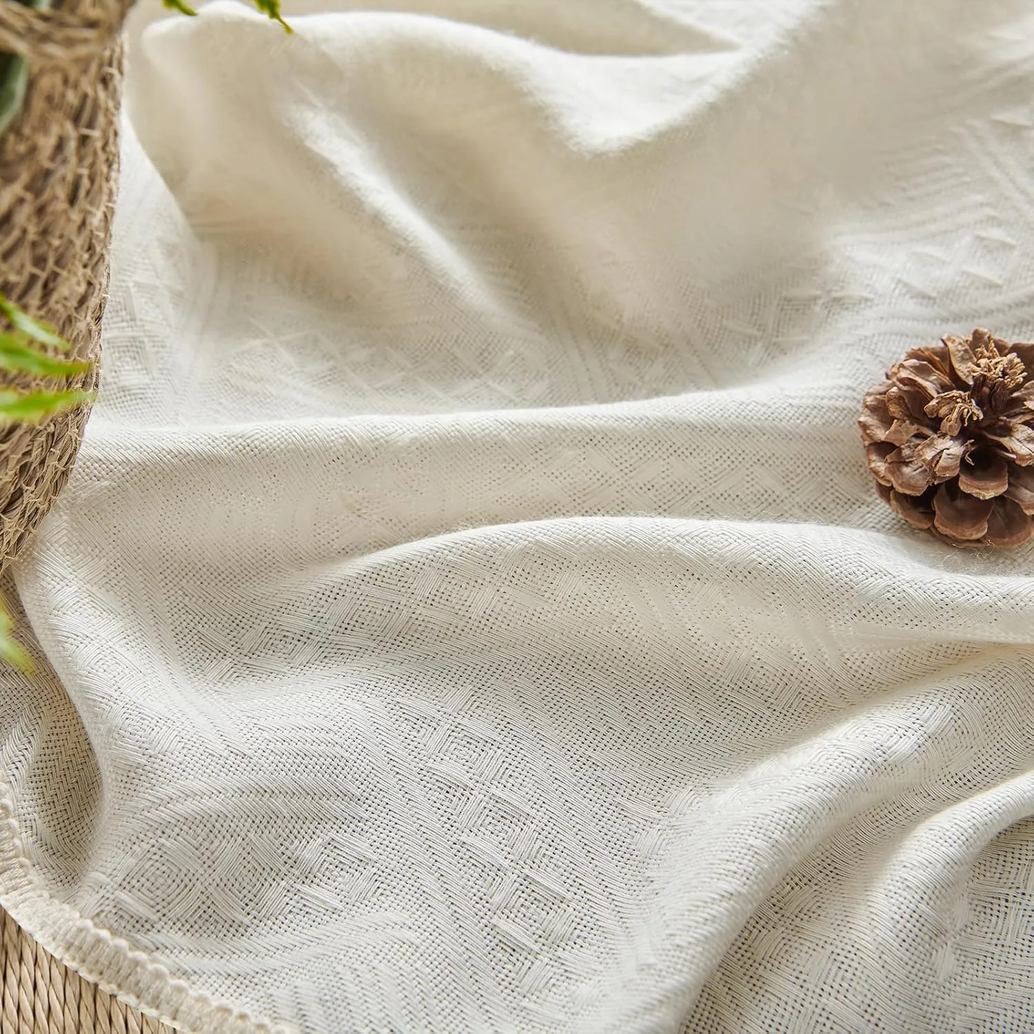 Joydeco Beige Boho Curtains 84 Inch Length 2 Panels, Super Soft Bohemian Farmhouse Curtains, Semi Sheer Light Filtering Drapes for Bedroom Living Room (Rod Pocket with No Tassels, 52Wx84L)