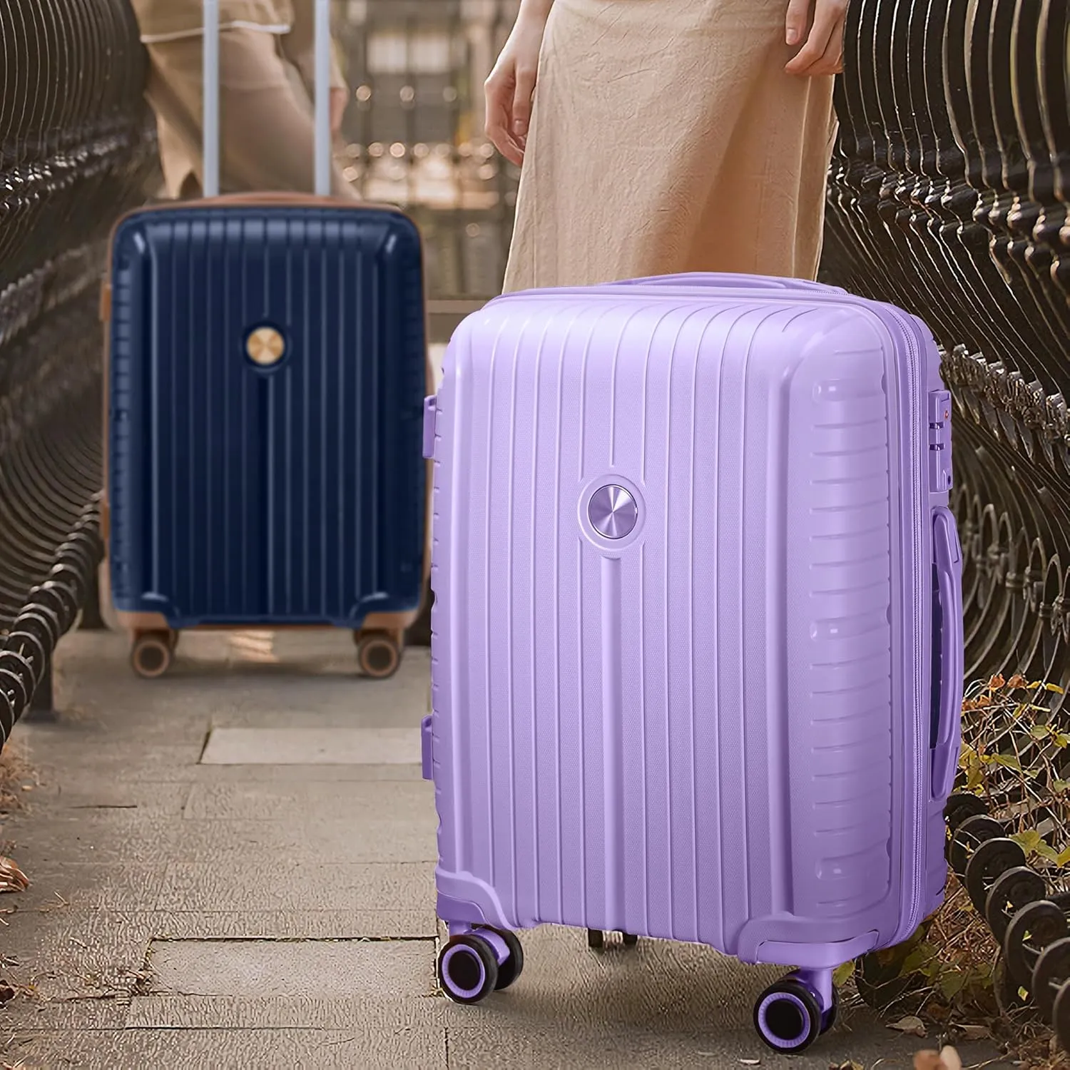 Joyway Luggage Sets 6 Piece PP Hardside Carry on Suitcase with Spinner Wheels and TSA Lock for Travel, Blue