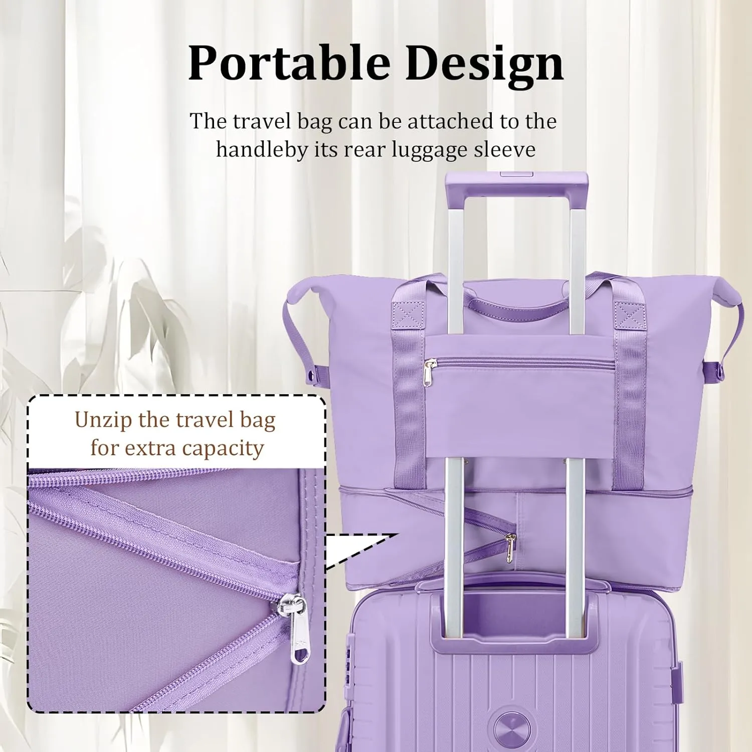 Joyway Suitcase Set 3 Piece Luggage Sets with TSA Lock, PP Hardside Carry on Luggage Set, Travel Lightweight Suitcases with Wheels, Light Purple