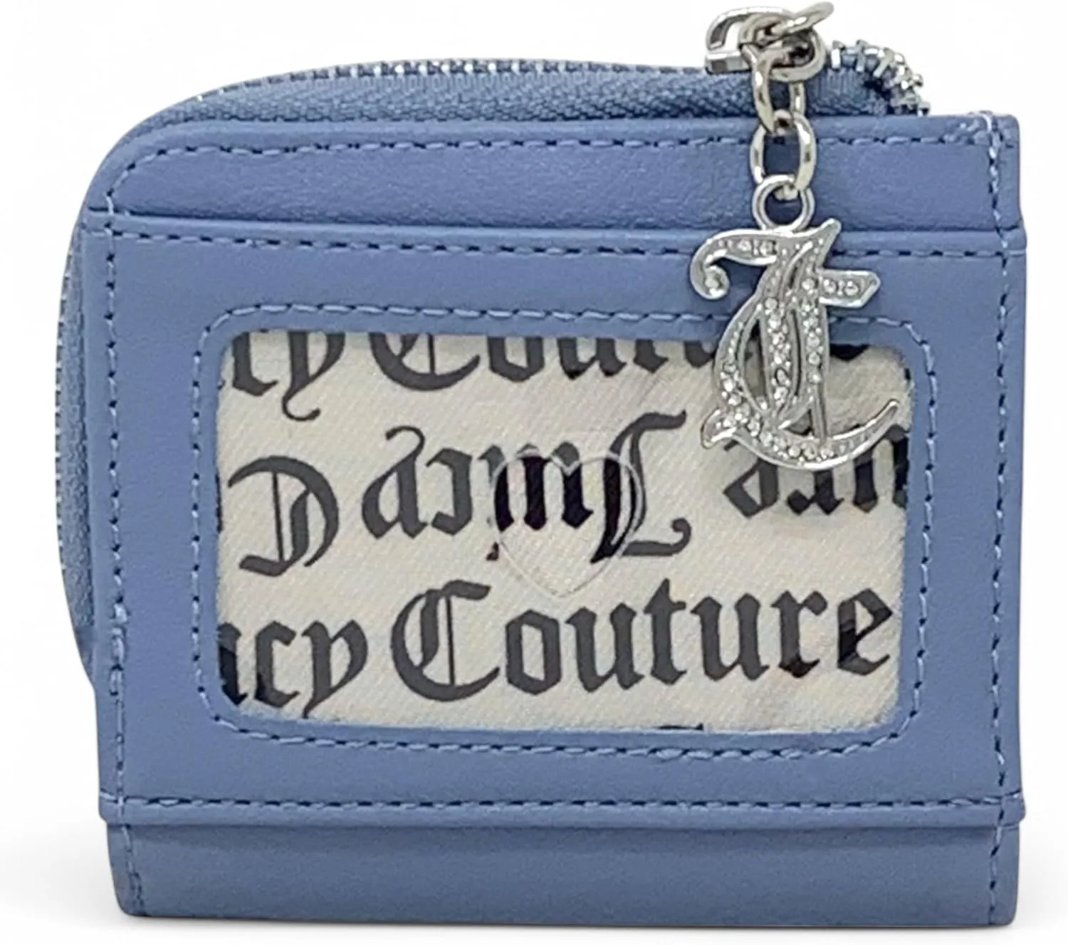 Juicy Couture Women's L Zip Card Case Wallet (Lovely Day Slate Blue)