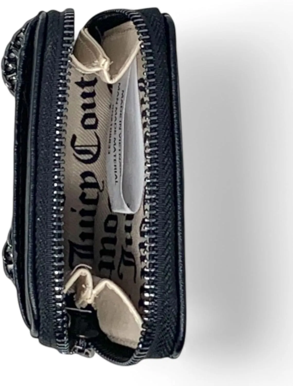 Juicy Couture Women's Square Zip Around Wallet with Wrist Strap (Good Times Liquorice)