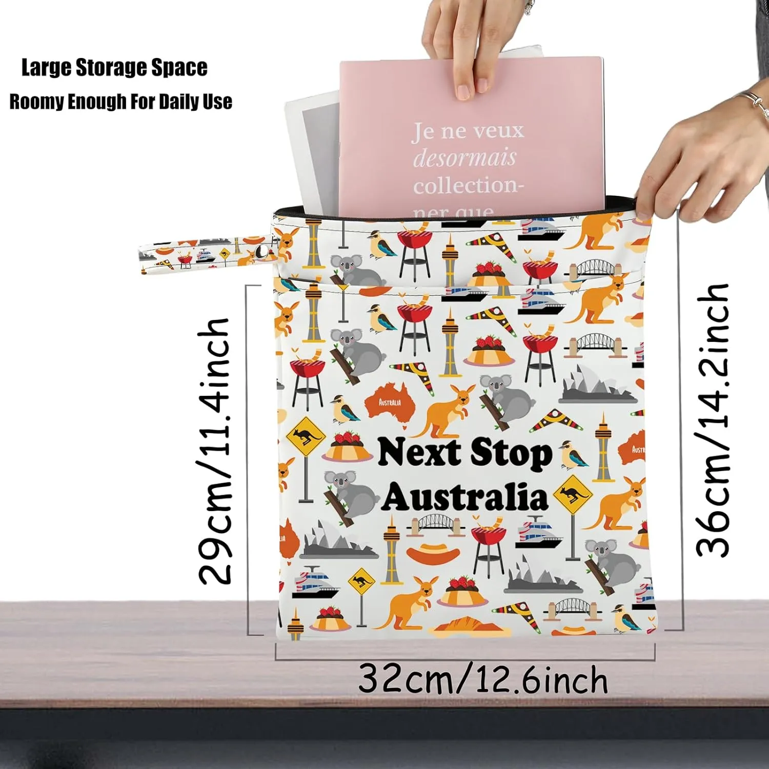 JXGZSO Australia Trip Gift Next Stop Australia Cosmetic Bag Traveler Gift Australia Vacation Makeup Bag Australia Culture Gift