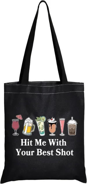 JXGZSO Funny Bartender Travel Kit Bag Margarita Makeup Zipper Bag Hit Me With Your Beat Shot Drinking Humor Gift (Hit Me With Your Beat Shot Shopping Black)