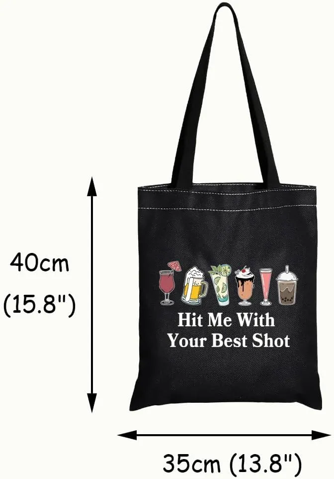JXGZSO Funny Bartender Travel Kit Bag Margarita Makeup Zipper Bag Hit Me With Your Beat Shot Drinking Humor Gift (Hit Me With Your Beat Shot Shopping Black)