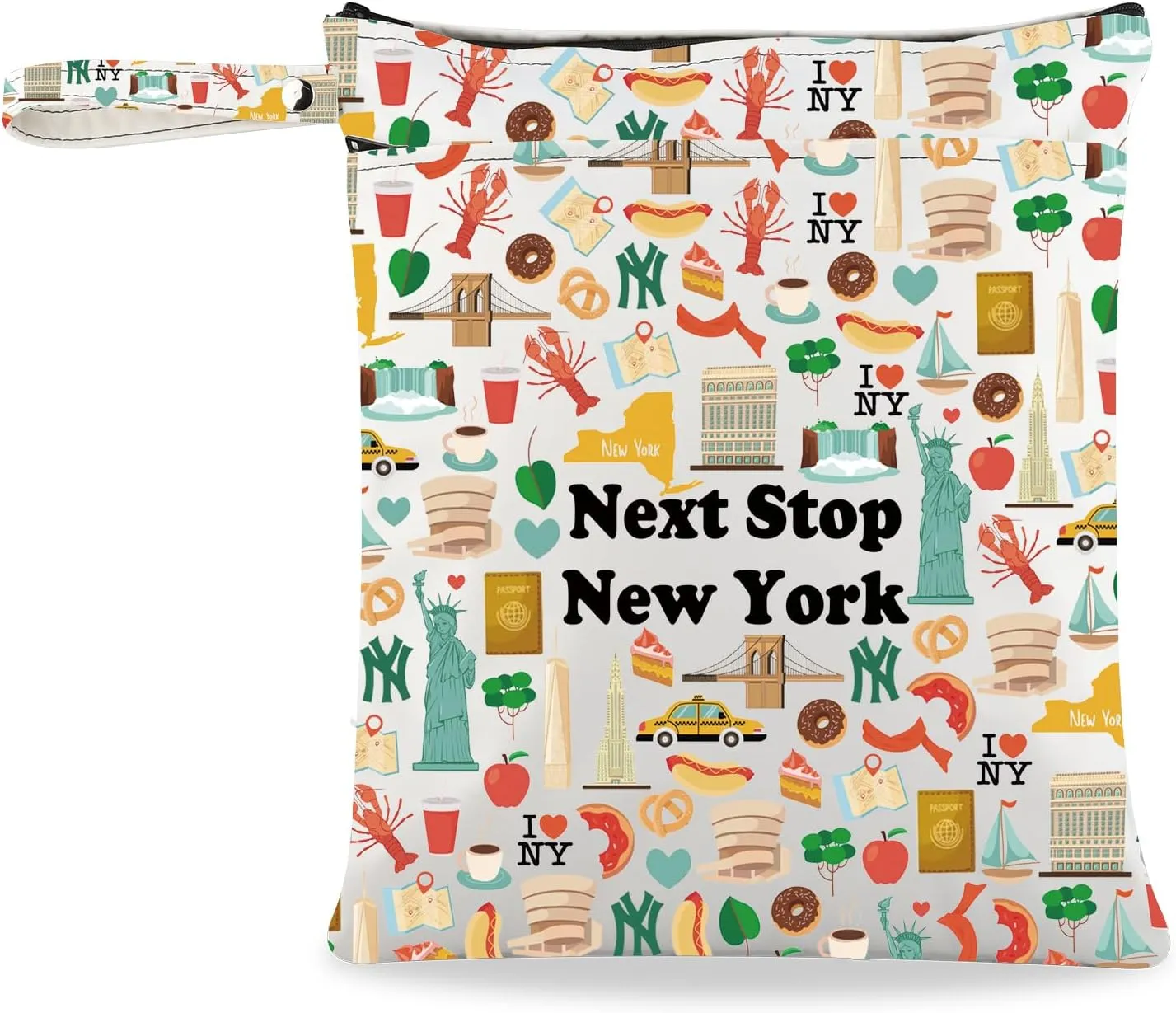 JXGZSO New York Travel Gift Next Stop New York Makeup Bag Traveler Gift NY Trip Cosmetic Bag New York Landmark Travel Gift