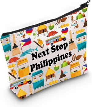 JXGZSO Philippines Trip Culture Gift Next Stop Philippines Cosmetic Bag Philippines Vacation Makeup Bag Traveler Gift