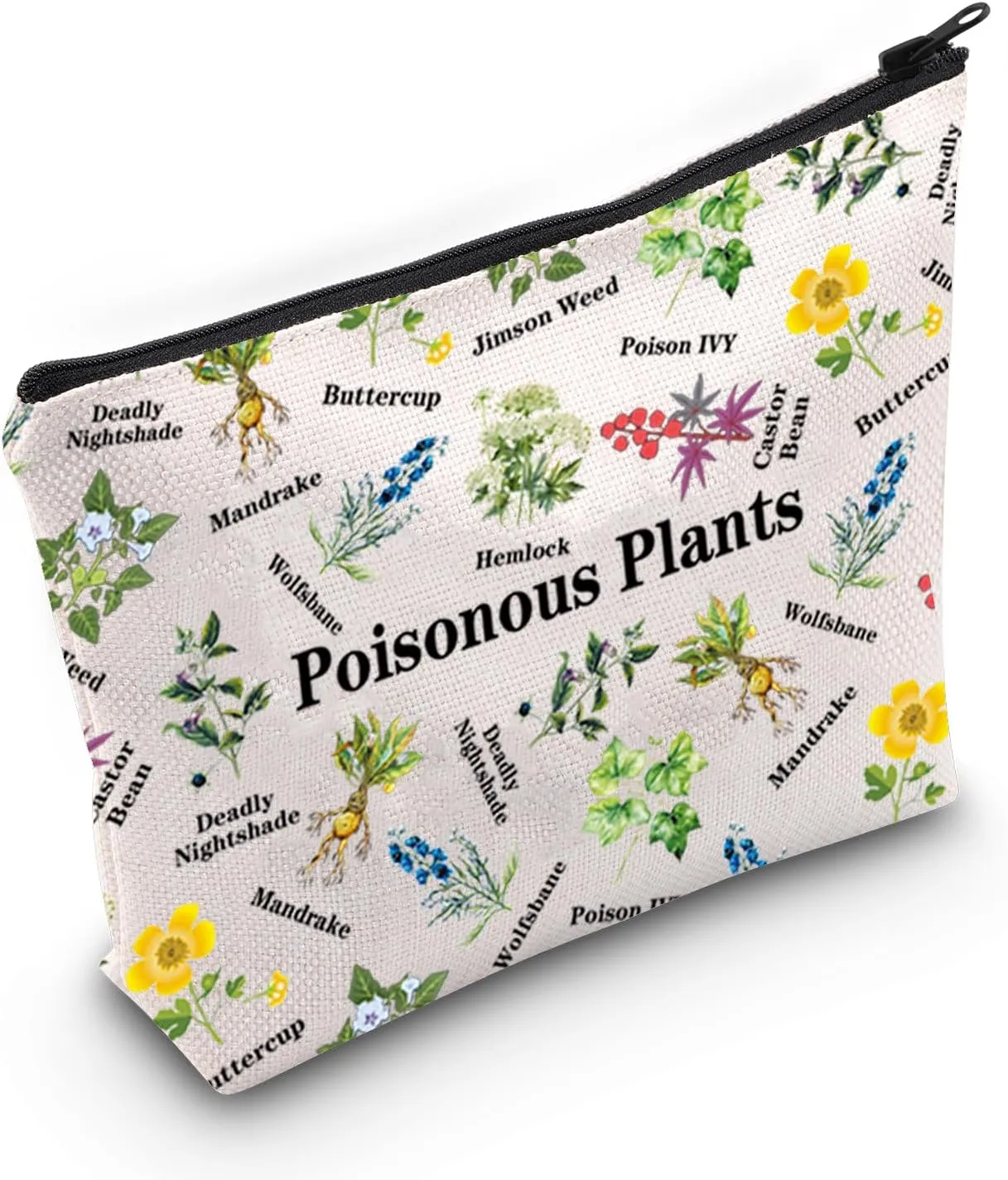 JXGZSO Poisonous Plants Chart Makeup Bag Nature Lover Gift Dangerous Plants Merch Wild Flowers Cosmetic Bag Botanist Gift