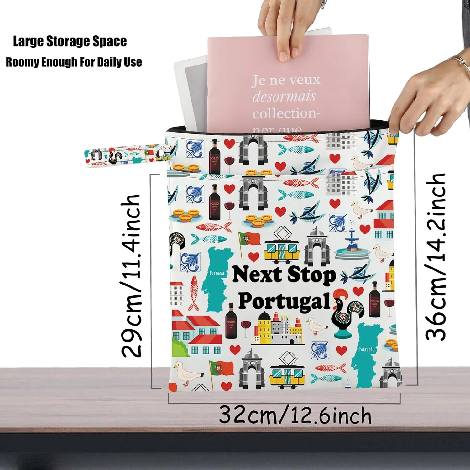 JXGZSO Portugal Travel Gift Next Stop Portugal Cosmetic Zipper Bag Portugal Travel Pouch Portugal Vacation Makeup Bag