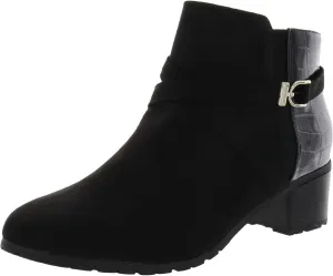 Karen Scott Womens Franccess Faux Leather Booties Black 8.5 Medium (B,M)