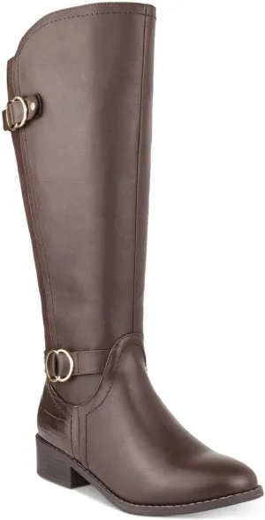 Karen Scott Womens Leandraa Faux Leather Knee-High Boots Brown 8.5 Medium (B,M)