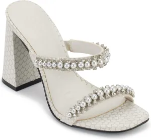 KARL LAGERFELD womens Rayan Embellished Block Heel Sandal