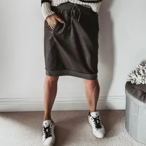 Khaki full faux leather ULTIMATE jogger skirt