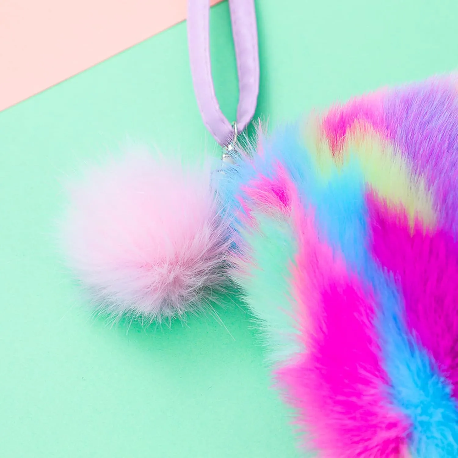 Kids Girls Fluffy Crossbody Purse Fuzzy Bag Plush Tie Dye Rainbow Shoulder Bag Handbag Wallet