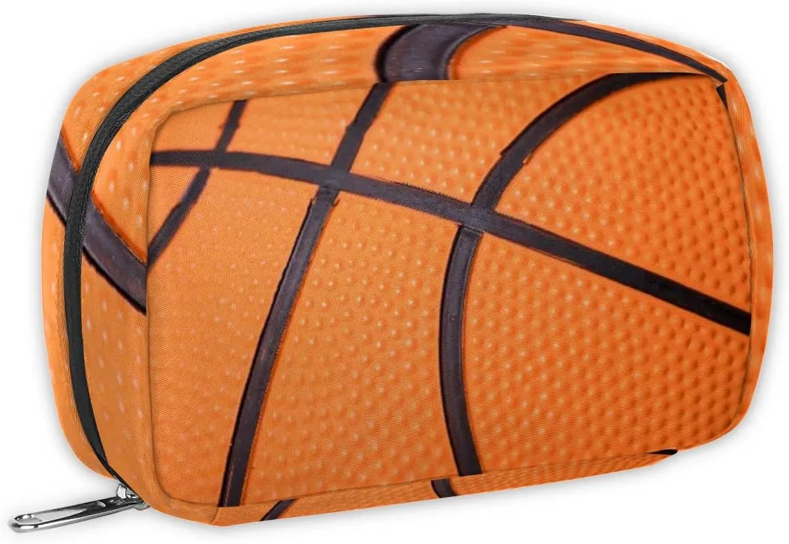 Kids Toiletry Bag for Boys, Small Cute Basketball Texture Wash Bag for Little Young Boys Waterproof Cosmetic Weekender Bag Toddler Traveling Toiletries