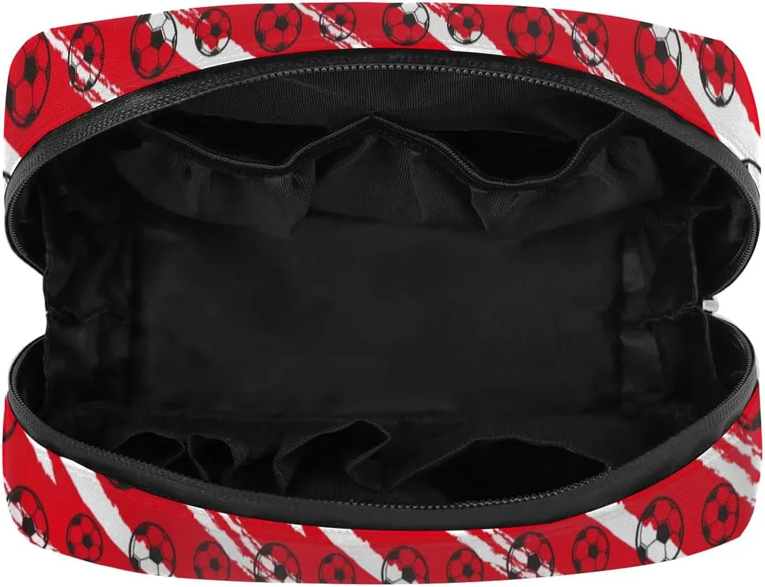 Kids Toiletry Bag for Boys, Small Cute Red Soccer Wash Bag for Little Young Boys Waterproof Cosmetic Weekender Bag Toddler Traveling Toiletries