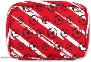Kids Toiletry Bag for Boys, Small Cute Red Soccer Wash Bag for Little Young Boys Waterproof Cosmetic Weekender Bag Toddler Traveling Toiletries
