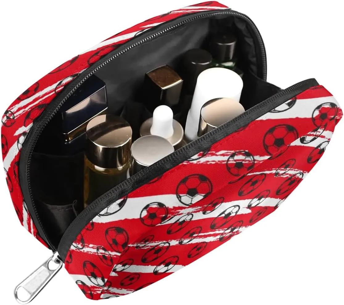 Kids Toiletry Bag for Boys, Small Cute Red Soccer Wash Bag for Little Young Boys Waterproof Cosmetic Weekender Bag Toddler Traveling Toiletries