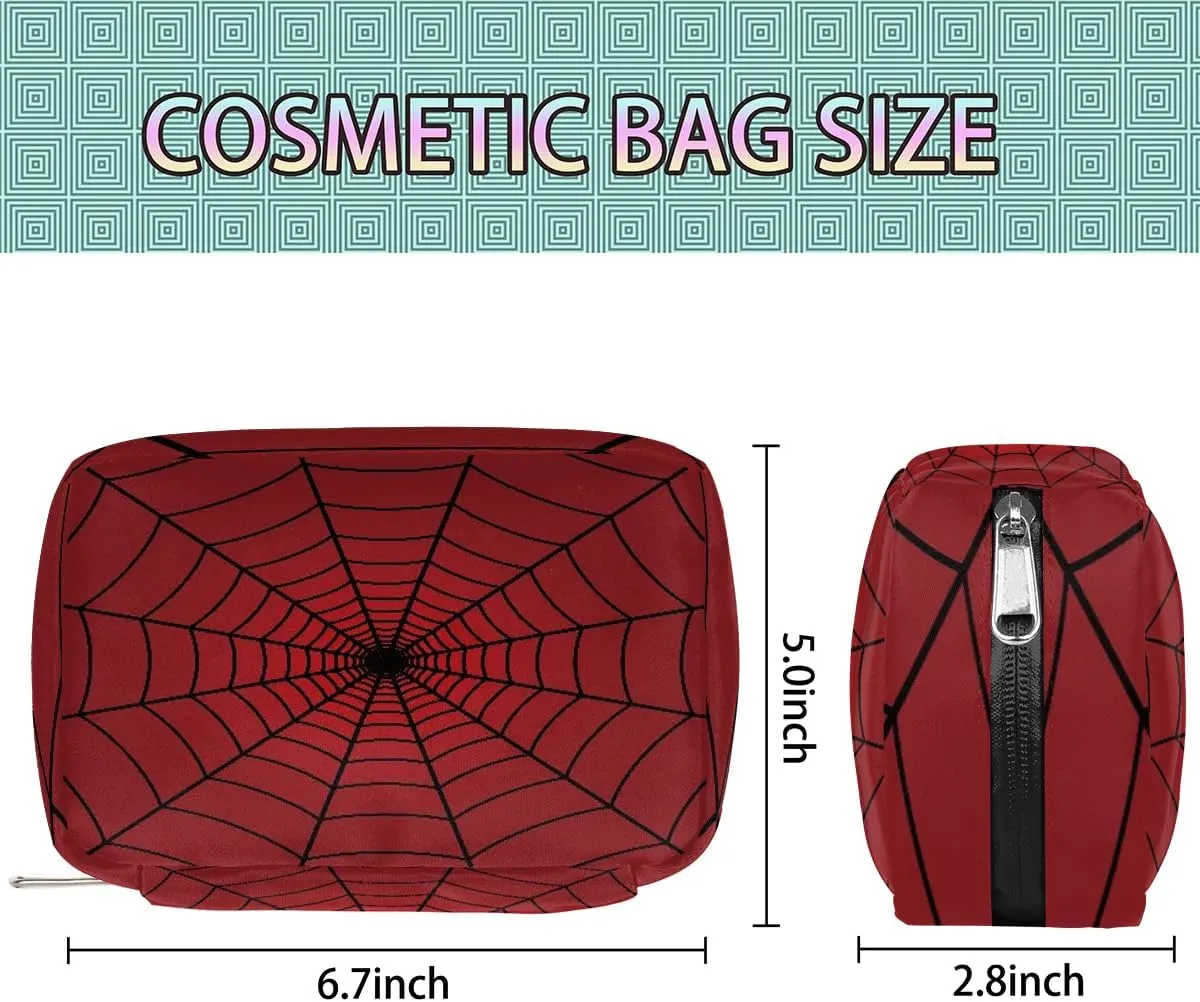 Kids Toiletry Bag for Boys, Small Cute Wash Bag for Little Young Boys Waterproof Cosmetic Weekender Bag Toddler Traveling Toiletries, Red Spider Web
