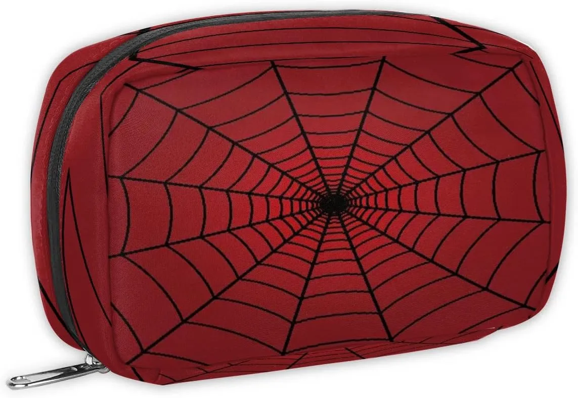 Kids Toiletry Bag for Boys, Small Cute Wash Bag for Little Young Boys Waterproof Cosmetic Weekender Bag Toddler Traveling Toiletries, Red Spider Web