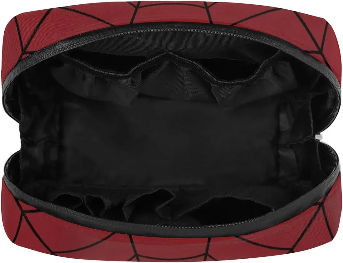 Kids Toiletry Bag for Boys, Small Cute Wash Bag for Little Young Boys Waterproof Cosmetic Weekender Bag Toddler Traveling Toiletries, Red Spider Web