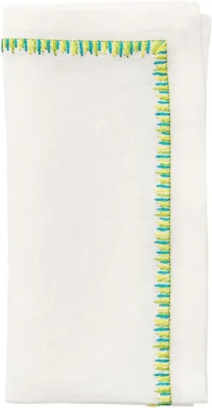 Kim Seybert Filament Napkins in White & Yellow & Green, Set of 4