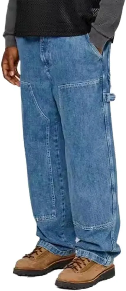 Kinghua Mens Baggy Jeans Casual Loose Fit Wide Leg Skater Denim Pants