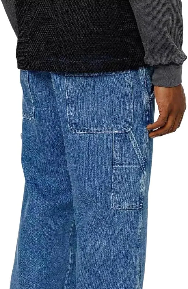 Kinghua Mens Baggy Jeans Casual Loose Fit Wide Leg Skater Denim Pants