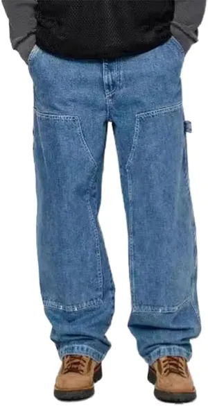 Kinghua Mens Baggy Jeans Casual Loose Fit Wide Leg Skater Denim Pants
