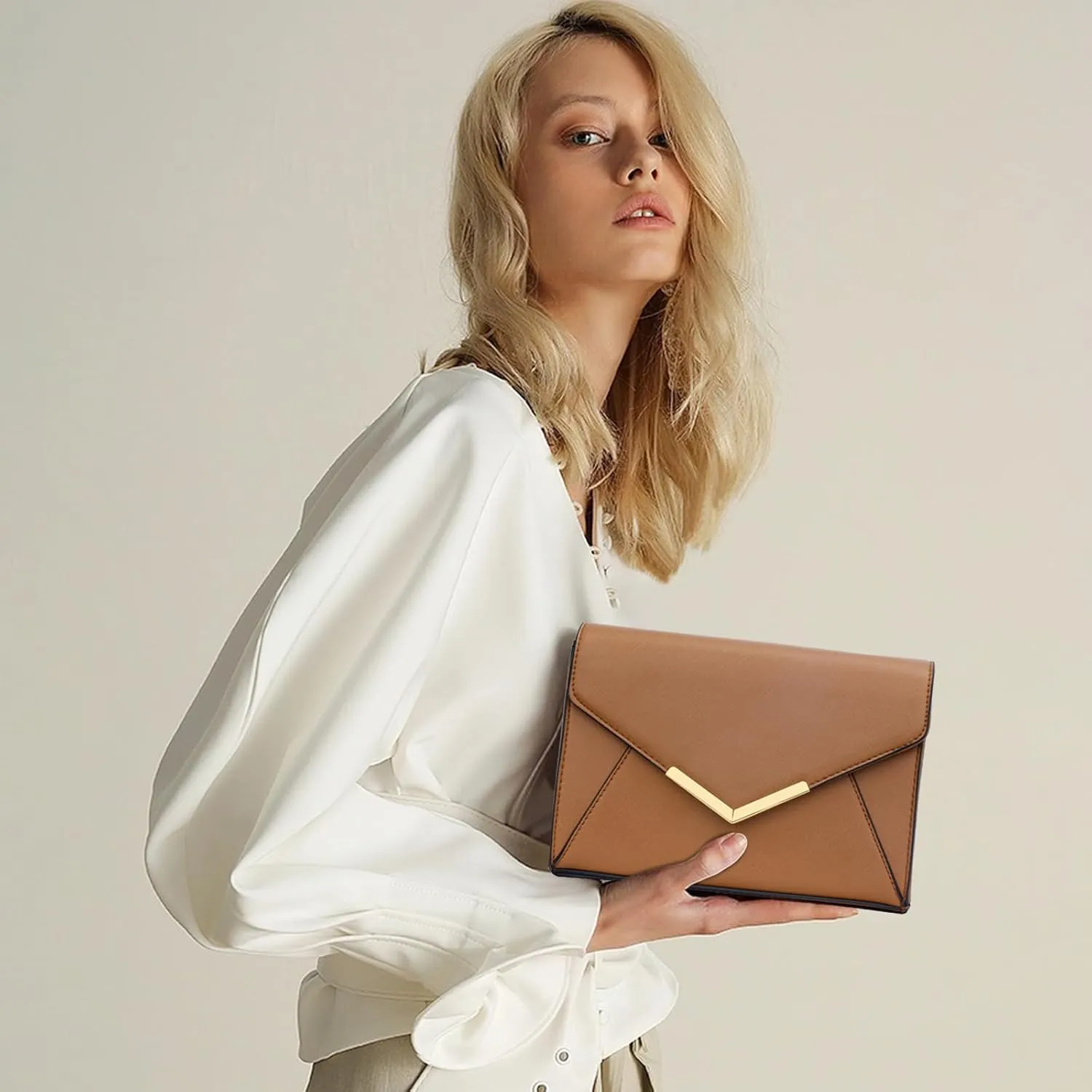 KKXIU Women Elegant Faux Leather Evening Envelope Clutch Purse Foldover Bags for Party Wedding Prom
