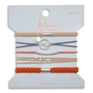 K'lani Celebrate Bracelets for Women – Elastic Bracelets and Boho Hair Ties – Cute Hair Ties for Women and Hair Tie Accessories – Stylish Bracelets Boho Style for Hair and Wrist – Set of 5 (Large)