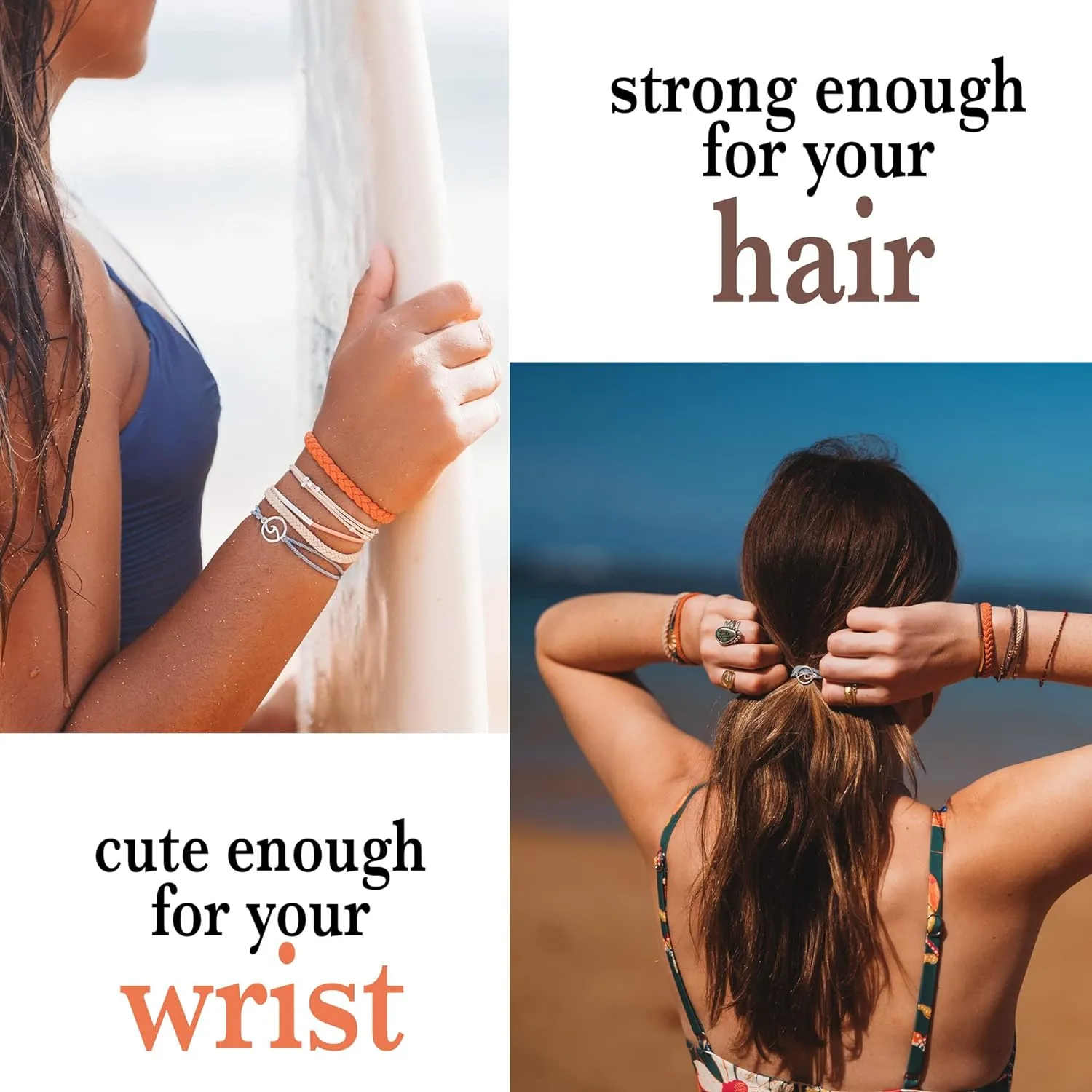 K'lani Celebrate Bracelets for Women – Elastic Bracelets and Boho Hair Ties – Cute Hair Ties for Women and Hair Tie Accessories – Stylish Bracelets Boho Style for Hair and Wrist – Set of 5 (Large)