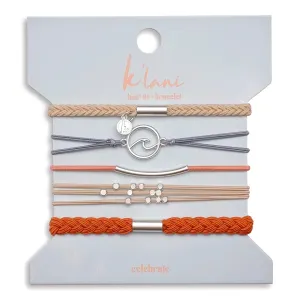 K'lani Celebrate Bracelets for Women – Elastic Bracelets and Boho Hair Ties – Cute Hair Ties for Women and Hair Tie Accessories – Stylish Bracelets Boho Style for Hair and Wrist – Set of 5 (Medium)