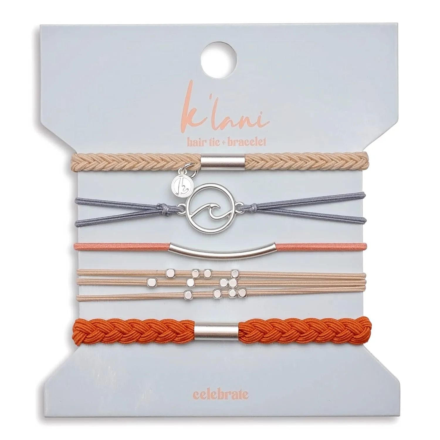 K'lani Celebrate Bracelets for Women – Elastic Bracelets and Boho Hair Ties – Cute Hair Ties for Women and Hair Tie Accessories – Stylish Bracelets Boho Style for Hair and Wrist – Set of 5 (Medium)