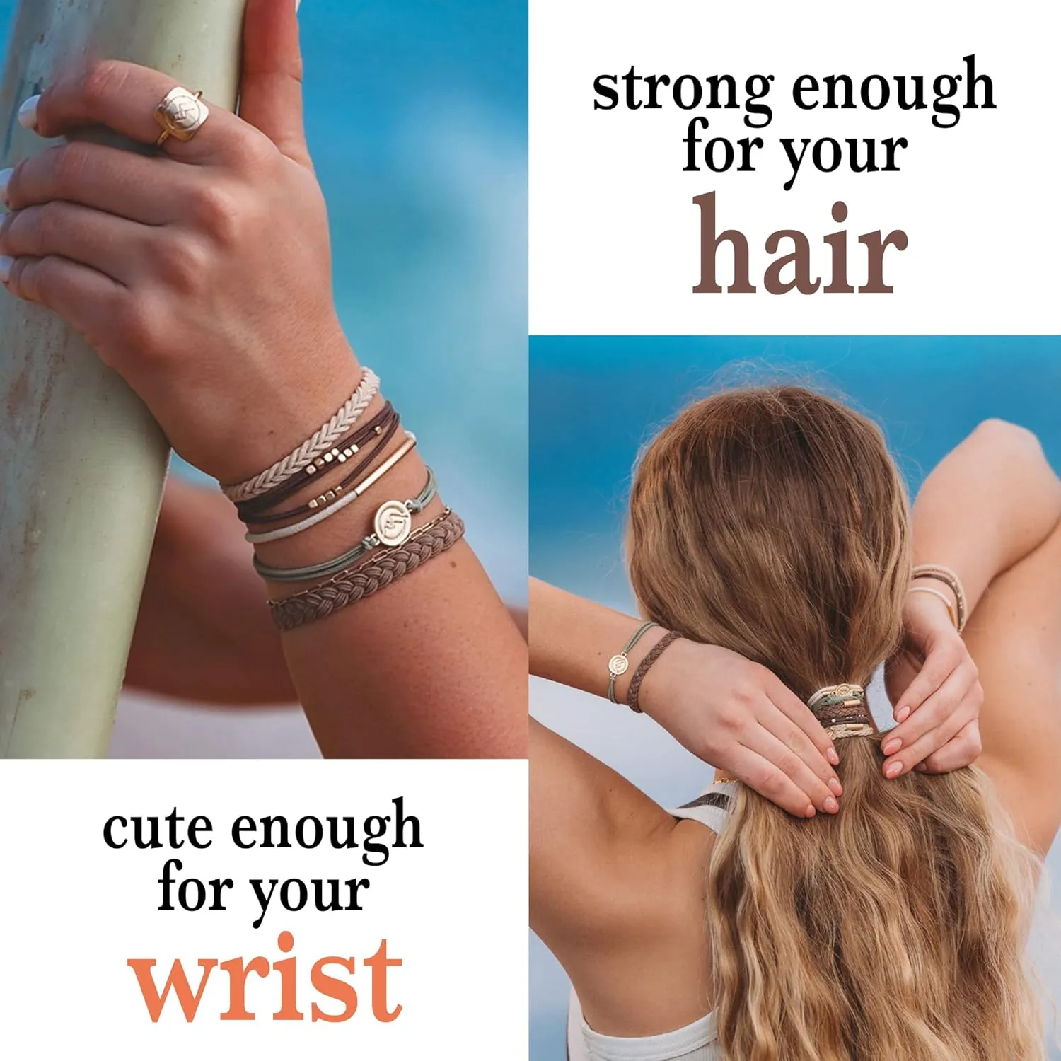 K'lani Climb Bracelets for Women – Elastic Bracelets and Boho Hair Ties – Cute Hair Ties for Women and Hair Tie Accessories – Stylish Bracelets Boho Style for Hair and Wrist – Set of 5 (Medium)