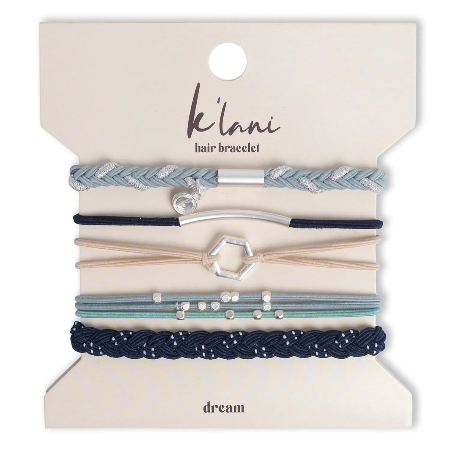 K'lani Dream Bracelets for Women – Elastic Bracelets and Boho Hair Ties – Cute Hair Ties for Women and Hair Tie Accessories – Stylish Bracelets Boho Style for Hair and Wrist – Set of 5 (Medium)