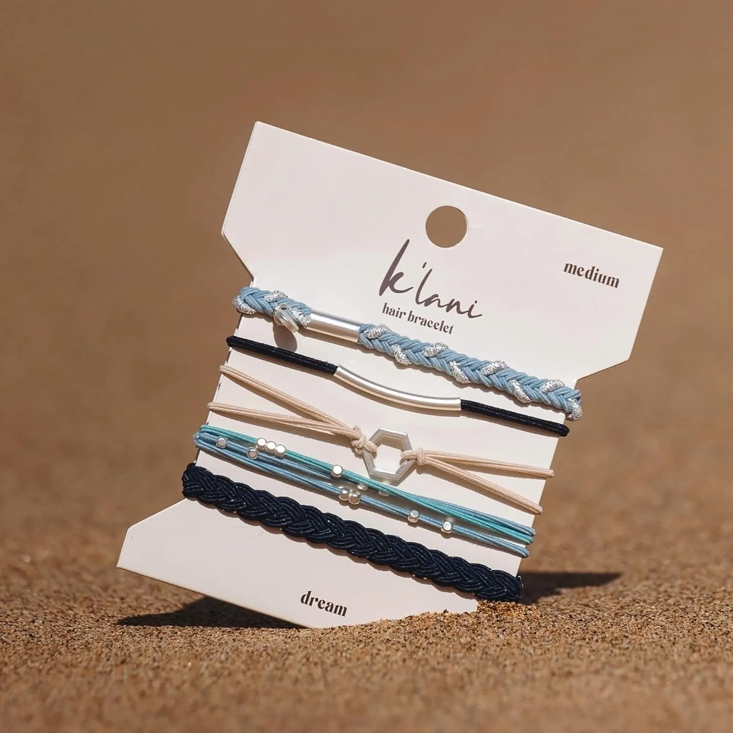K'lani Dream Bracelets for Women – Elastic Bracelets and Boho Hair Ties – Cute Hair Ties for Women and Hair Tie Accessories – Stylish Bracelets Boho Style for Hair and Wrist – Set of 5 (Medium)