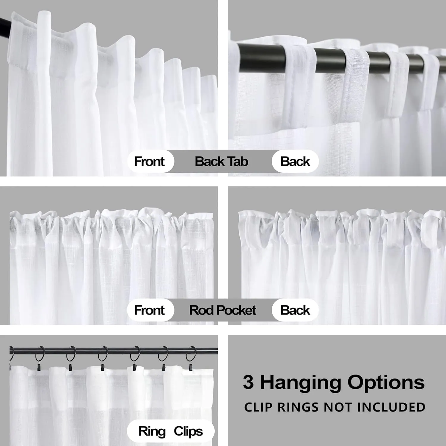 KOUFALL White Linen Sheer Curtains 84 Inches Long for Bedroom Living Room,Semi Transparent Light Filtering Not See Through Sliding Glass Door Curtains 2 Panel Sets 84 Inch Length