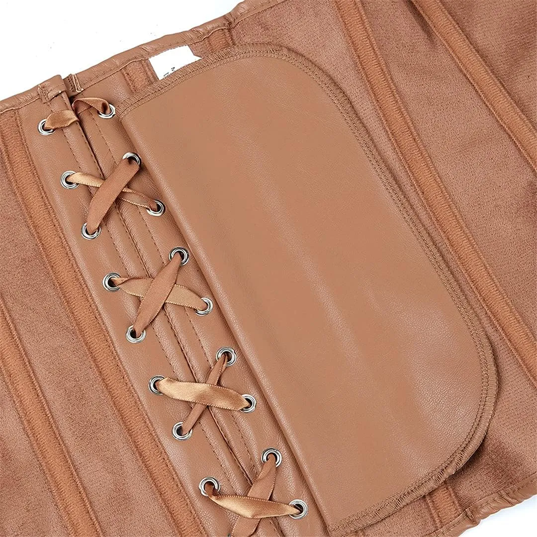 Kranchungel Corsets for Women Plus Size Faux Leather Steampunk Corset Top Zipper Bustier