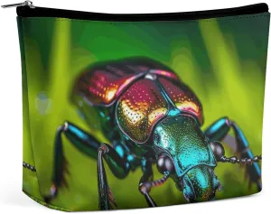Ladies Makeup Bag Travel Toiletries Bag Black Beetle Printed Portable Cosmetic Bag Suitable for Vacation Travel