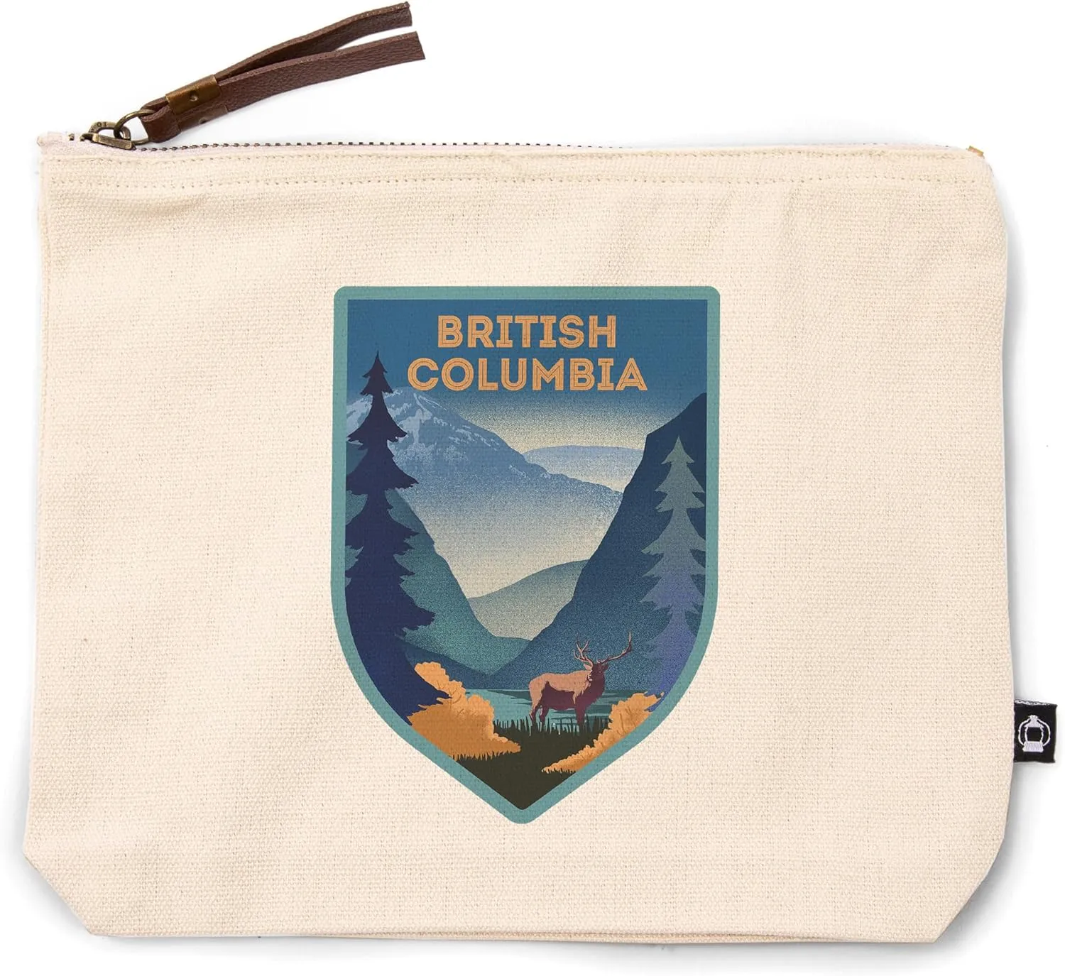 Lantern Press British Columbia, Lithograph, Elk and Mountains Scene, 100% Cotton Zipper Pouch, Travel Accessory, Go Bag