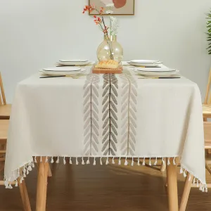 Laolitou Tablecloth for Dining Table Rustic Farmhouse Kitchen Table Cloth Coffee Cover, Cotton Linen Fabric Small Rectangle Tables Cloths, Beige, Wine Leaf, 55x55 Inch