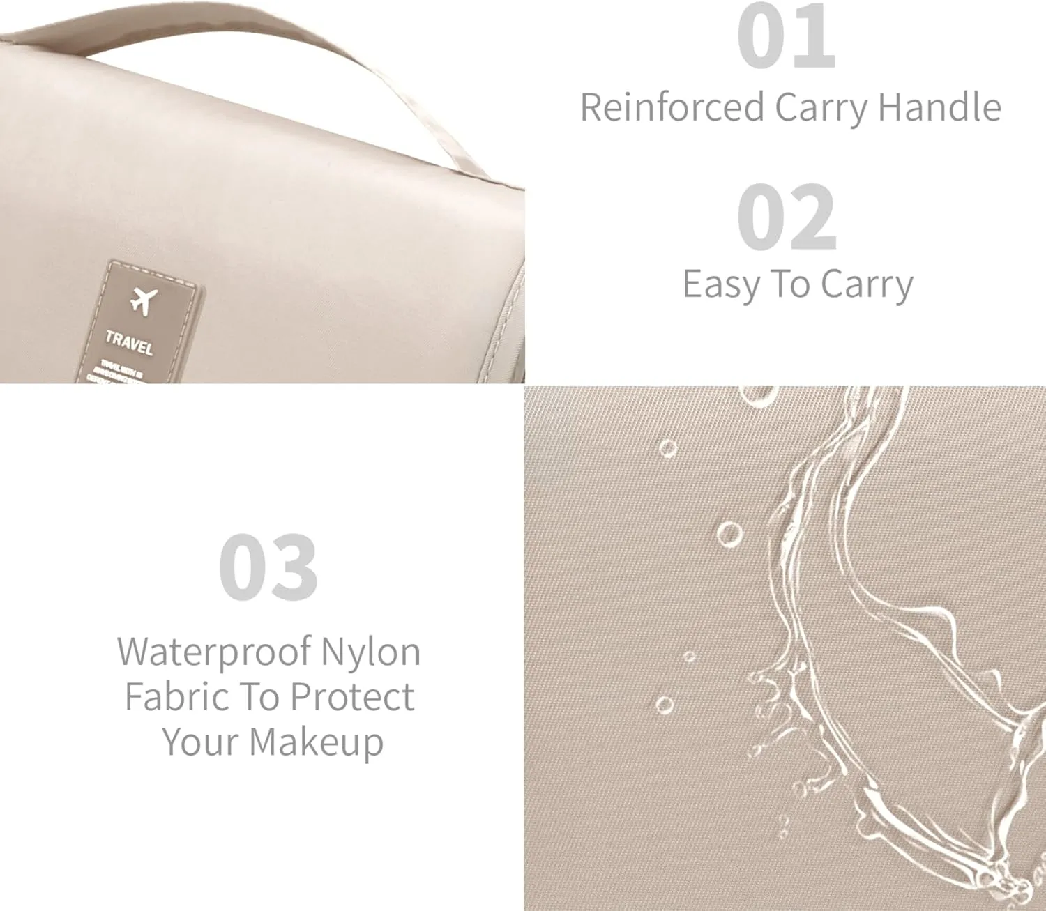 Large Capacity Toiletry Bag Travel Bag with Hanging Hook for Men and Women Waterproof Travel Cosmetic Bag Bathroom Storage Bag for Brushes Set, Full-Sized Shampoo,Accessories(White Cactus)