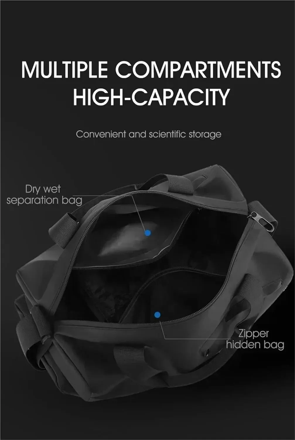 Large Capacity Waterproof Oxford Travel Duffle Bag, Heavy-Duty Gym Bag with Reinforced Zippers & Multiple Compartments, Anti-Scratch Sports Tote for Fitness, Camping, and Weekend Trips(Green)