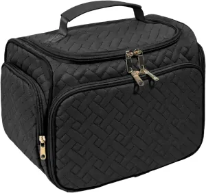 Large Makeup Bag Organizer with Brush Storage，Travel Makeup Bag with Compartments for Travel Toiletry Bag for Women (Black)