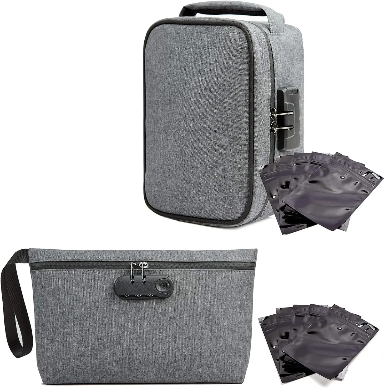 Large Storage Bag with Combination Lock, Money Organizer & Travel Medicine Lock Bag, Scent Resistent Containers Carbon Lined Great Gifts for Women/Men