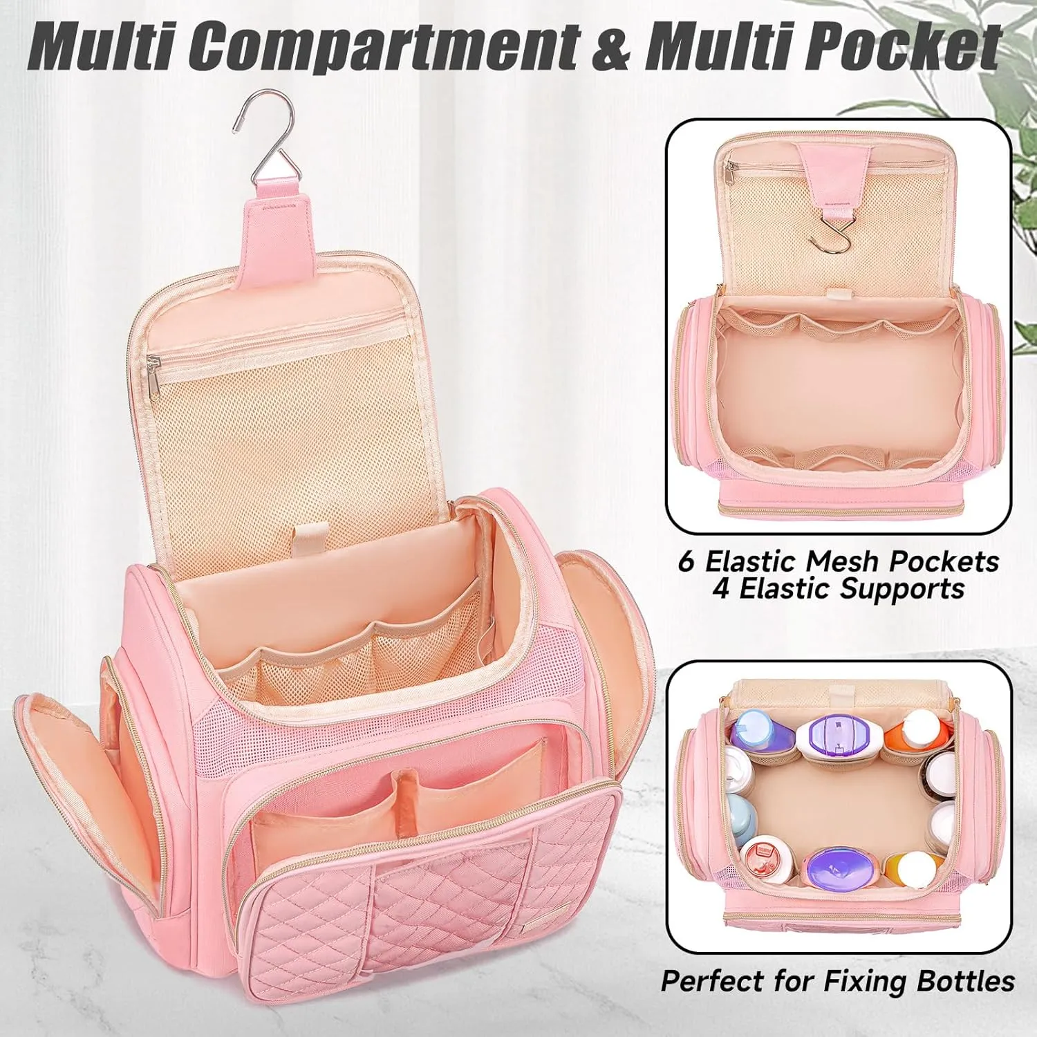 Large Toiletry Bag for Women Men,Bathroom Bag,Water Resistant Makeup Bag,Portable Shower Caddy for College Dorm,Hanging Toiletry Bags for Traveling,Shower Bag with Transparent Waterproof Phone Pocket