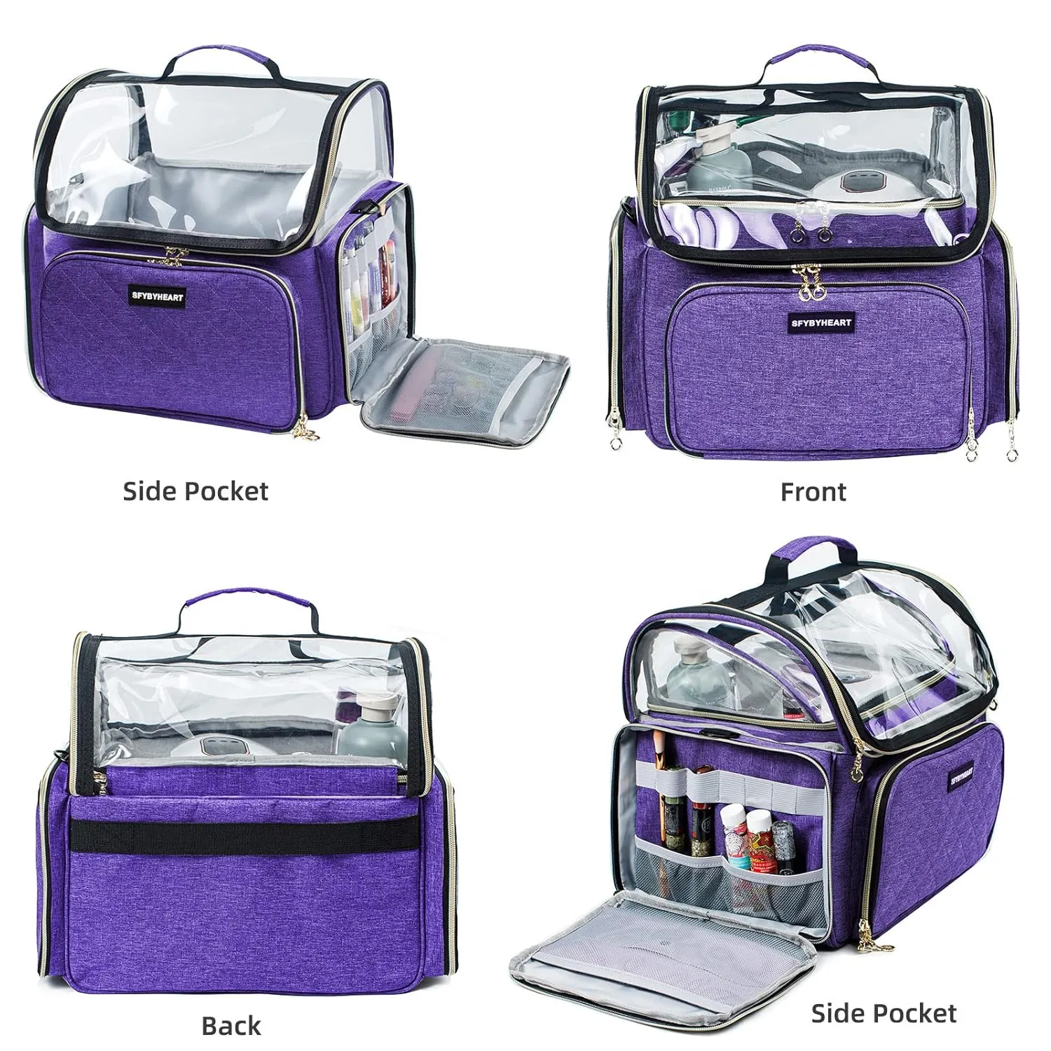 Large Travel Makeup Bag & Nail Polish Organizer Holds 80 Bottles (15ml-0.5 fl.oz), Nail Polish Storage, Cosmetic Bag with 4 Removable Cases for Nail Suppliers, Makeup, Gift for Women