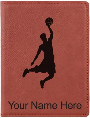 LaserGram Faux Leather Passport Holder, Basketball Slam Dunk Man, Personalized Engraving Included (Burgundy)