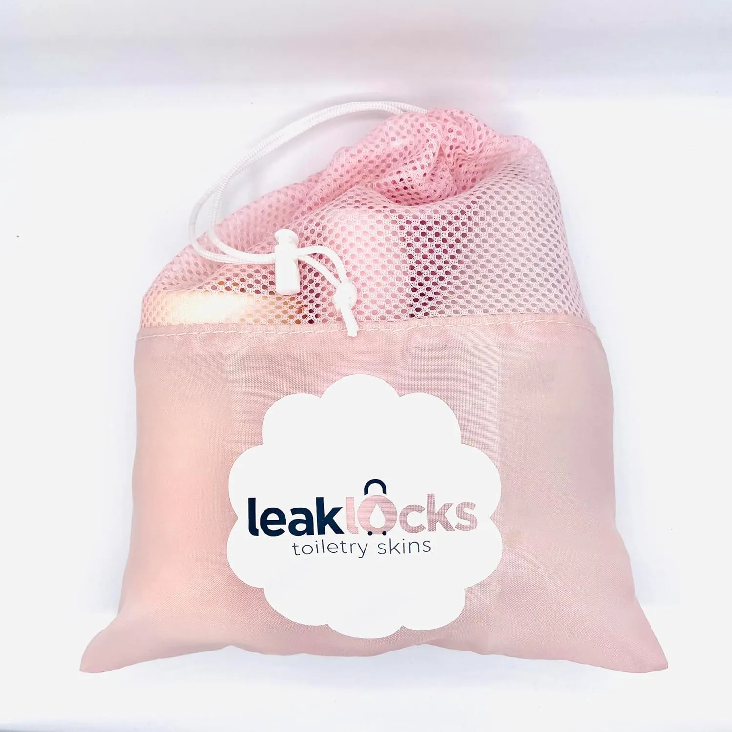 LeakLocks® Toiletry Skins 4-Pack w/Travel Bag. Elastic Sleeve for Leak-Proofing Travel Container in Luggage. Fits Standard/Travel Sized Toiletries. Reusable Accessory for Travel Bag Suitcase/Carry-on